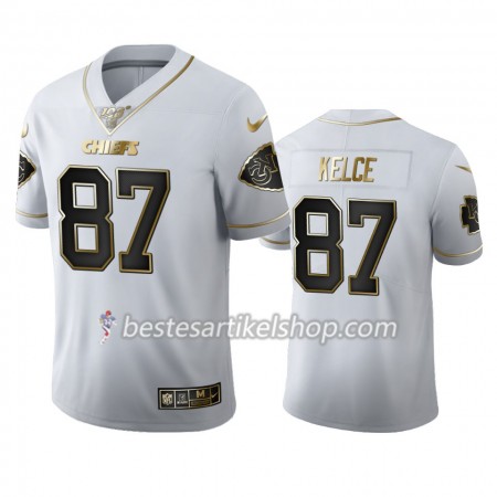 Herren Kansas City Chiefs Trikot Travis Kelce 87 Nike Weiß Golden Edition